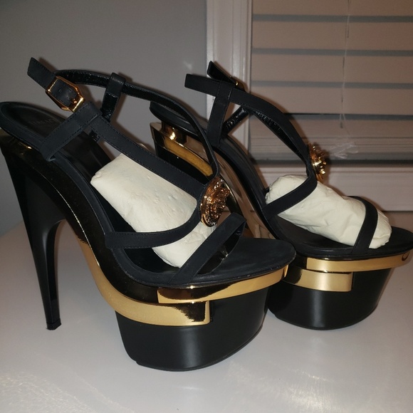 Like New Versace Gold & Black Platforms - Picture 3 of 6